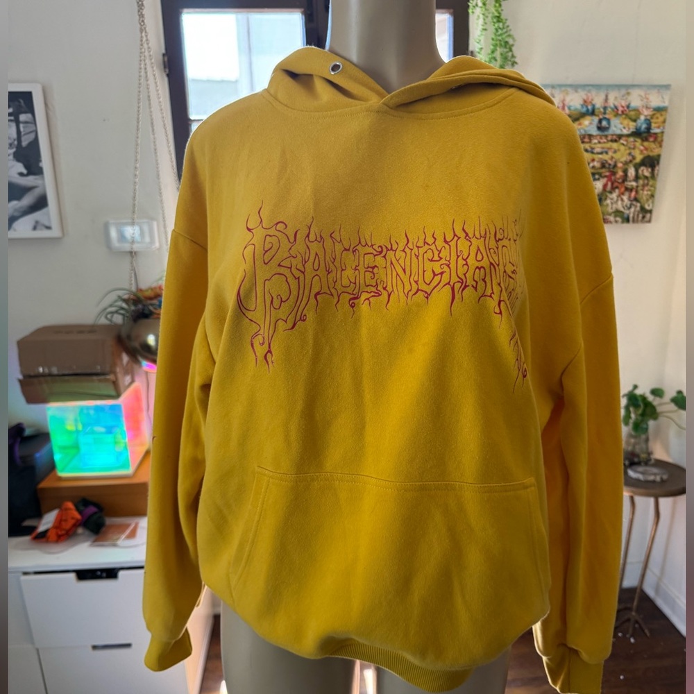 NEW Balenciaga Inspired yellow hooded sweatshirt size S